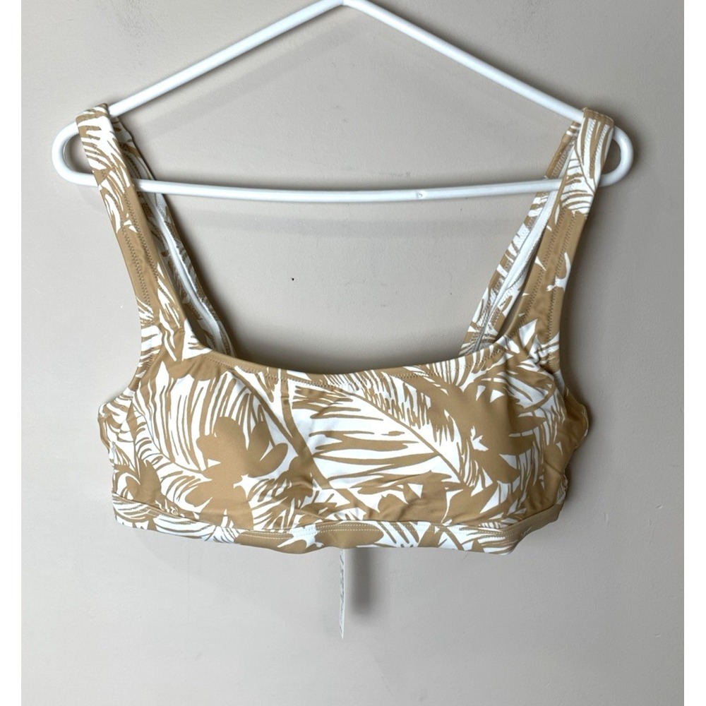 NEW Madewell Balconette Swim Bikini Top Size M Tan White Tropical Print w/Pads